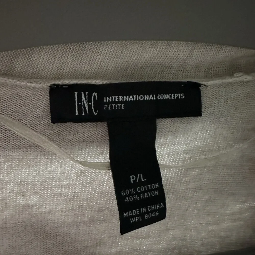 INC International Concepts Petite Cardigan M Gray Blue Floral Sequin Sweater